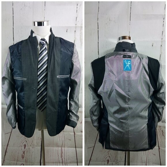 Marc Ecko 36S 2 Button Dark Gray Birdseye Suit Blazer Sport Coat - Picture 9 of 10